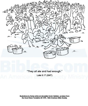 Annie Vallotton Jesus Feeds Five Thousand Framed Art Print - Luke 9.17 - Image 3